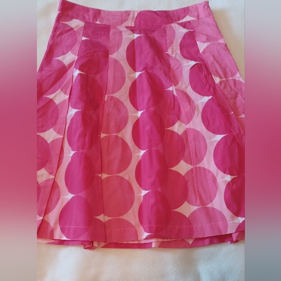 Pink large dot cotton/silk skirt - Picture 3 of 3